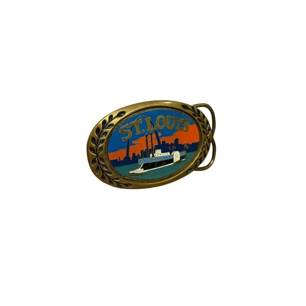Vintage St. Louis Missouri Belt Buckle Solid Brass Belt Buckle Collectible